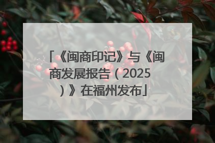《闽商印记》与《闽商发展报告（2025）》在福州发布