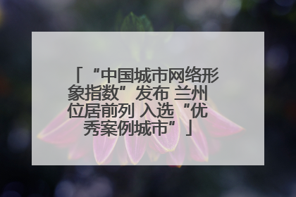 “中国城市网络形象指数”发布 兰州位居前列 入选“优秀案例城市”