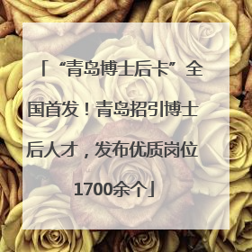 “青岛博士后卡”全国首发！青岛招引博士后人才，发布优质岗位1700余个