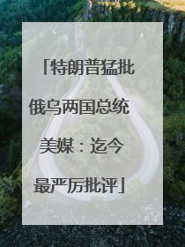 特朗普猛批俄乌两国总统 美媒：迄今最严厉批评