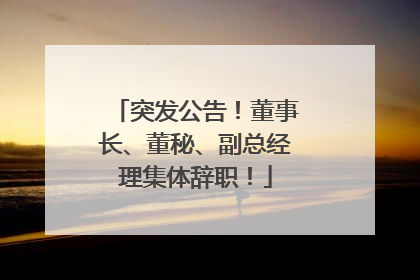突发公告！董事长、董秘、副总经理集体辞职！