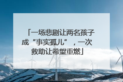 一场悲剧让两名孩子成“事实孤儿”，一次救助让希望重燃