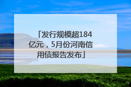 发行规模超184亿元，5月份河南信用债报告发布