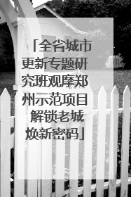 全省城市更新专题研究班观摩郑州示范项目 解锁老城焕新密码