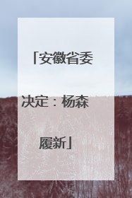安徽省委决定：杨森履新