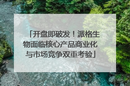 开盘即破发！派格生物面临核心产品商业化与市场竞争双重考验