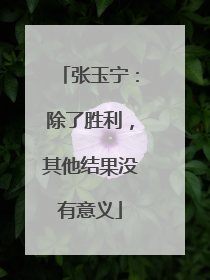 张玉宁：除了胜利，其他结果没有意义