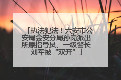 执法犯法！六安市公安局金安分局孙岗派出所原指导员、一级警长刘军被“双开”