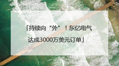 持续向“外”！东亿电气达成3000万美元订单