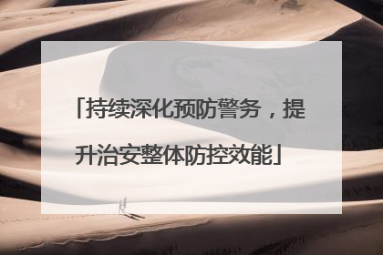 持续深化预防警务，提升治安整体防控效能