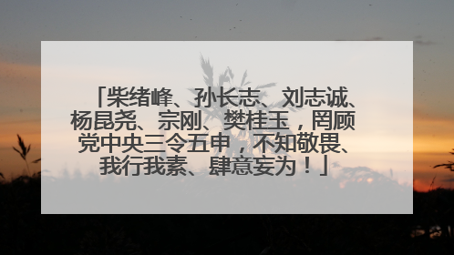柴绪峰、孙长志、刘志诚、杨昆尧、宗刚、樊桂玉，罔顾党中央三令五申，不知敬畏、我行我素、肆意妄为！