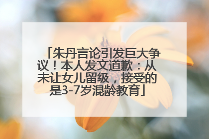 朱丹言论引发巨大争议！本人发文道歉：从未让女儿留级，接受的是3-7岁混龄教育