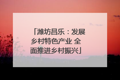 潍坊昌乐：发展乡村特色产业 全面推进乡村振兴