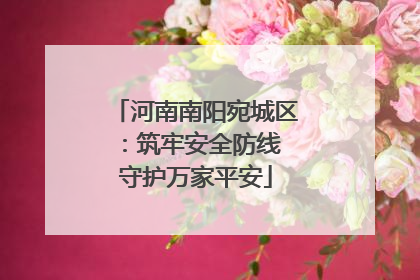 河南南阳宛城区：筑牢安全防线 守护万家平安