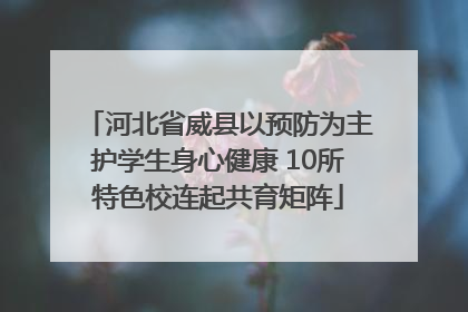 河北省威县以预防为主护学生身心健康 10所特色校连起共育矩阵
