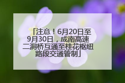 注意！6月20日至9月30日，成南高速二洞桥互通至桂花枢纽路段交通管制