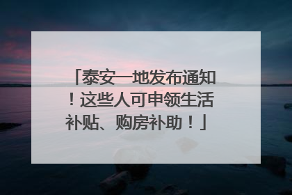 泰安一地发布通知！这些人可申领生活补贴、购房补助！