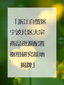 浙江自贸区宁波片区大宗商品资源配置枢纽研究基地揭牌