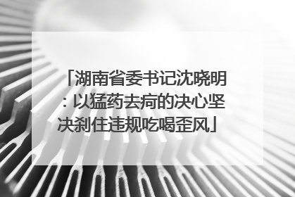 湖南省委书记沈晓明：以猛药去疴的决心坚决刹住违规吃喝歪风