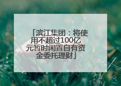 滨江集团：将使用不超过100亿元暂时闲置自有资金委托理财
