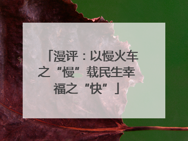 漫评：以慢火车之“慢”载民生幸福之“快”