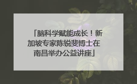 脑科学赋能成长！新加坡专家陈锐斐博士在南昌举办公益讲座