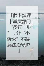 萝卜辣评｜基层部门“多行一步”，让“小诉求”不缺席法治守护