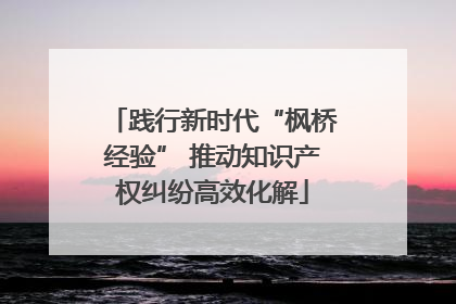 践行新时代“枫桥经验” 推动知识产权纠纷高效化解