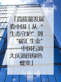 高质量发展看中国｜从“生态守护”到“碳汇生金”——中国石油大庆油田绿色蝶变