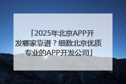 2025年北京APP开发哪家靠谱？细数北京优质专业的APP开发公司