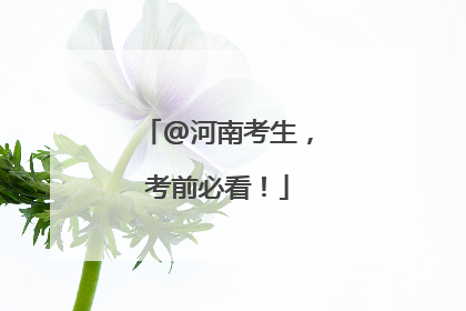 @河南考生，考前必看！